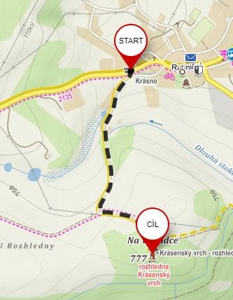 Trasa na Krásenskou rozhlednu / rozhlednu Krásenský vrch