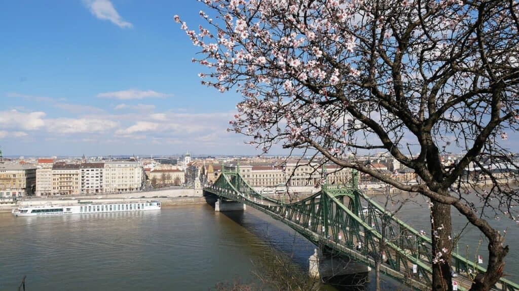 Most Svobody v Budapešti při cestě na Gellértův vrch