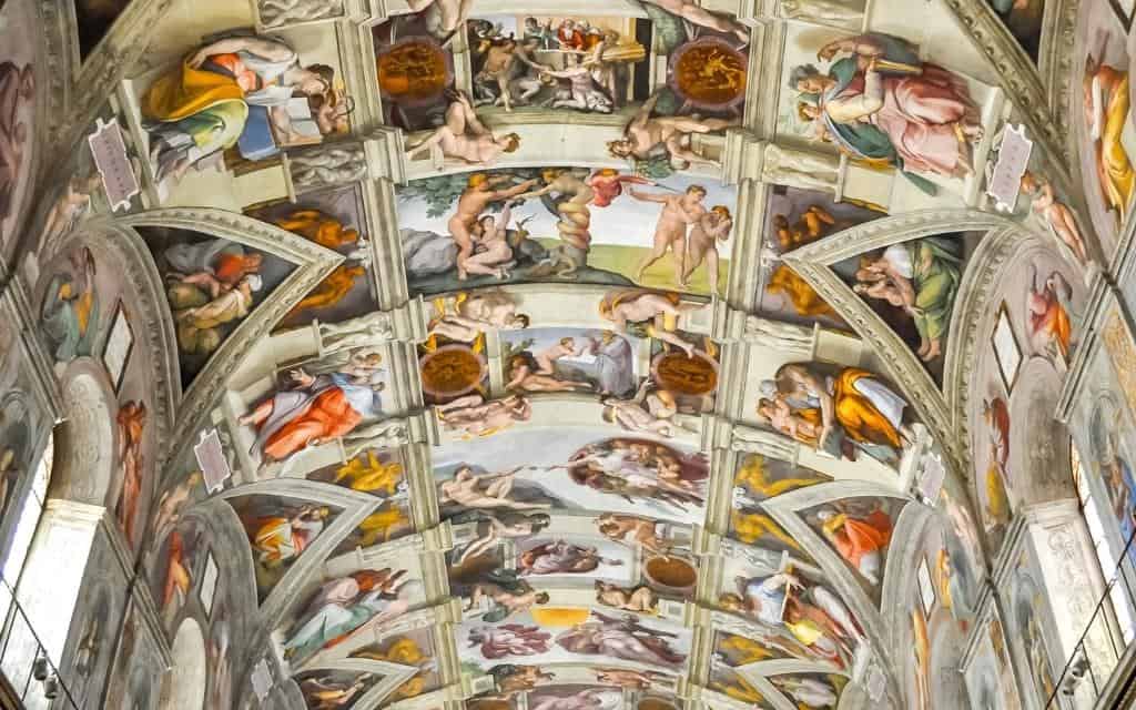 Sistine Chapel frescoes on the ceiling