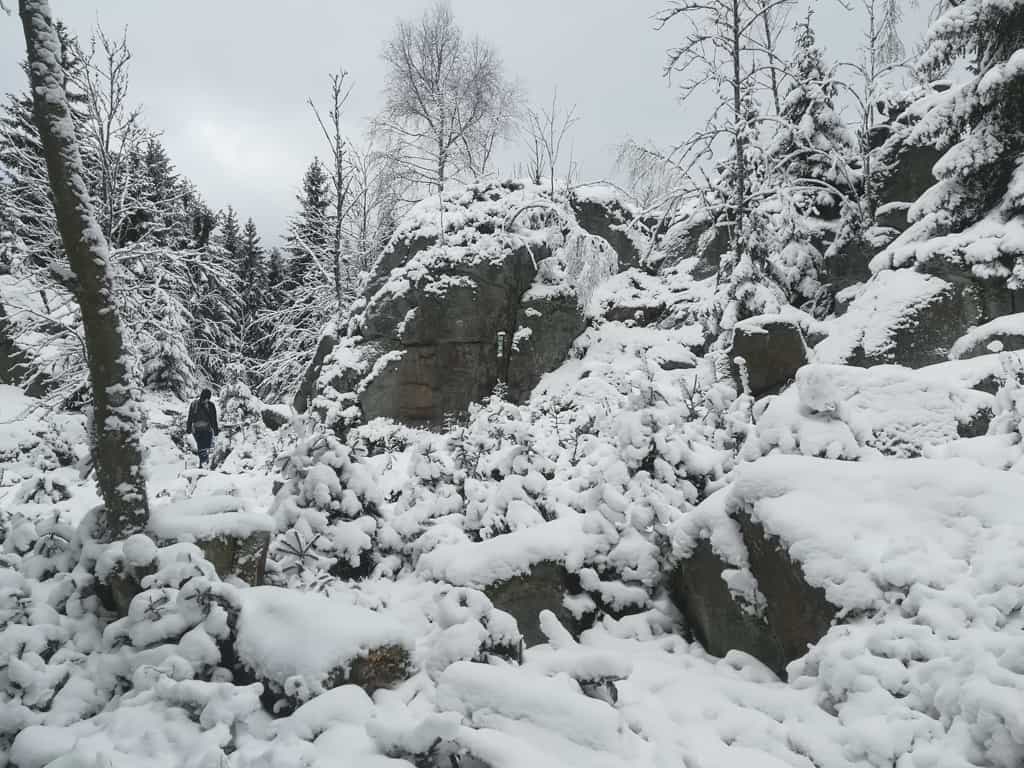 Dračí skála Pernink v zimě