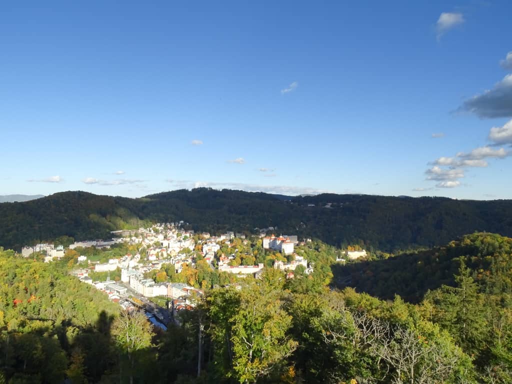 výhled z rozhledny Diana Karlovy Vary