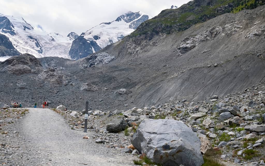 The road to the Morteratsch glacier