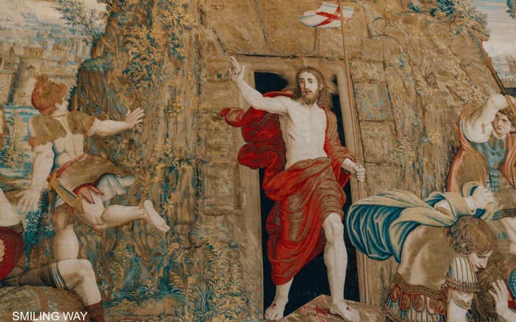 Galleria degli Arazzi (Gobelínový sál) - tapisérie Vzkříšení Krista je příkladem pohyblivé perspektivy stejně jako obraz Mona Lisa v muzeu Louvre v Paříži