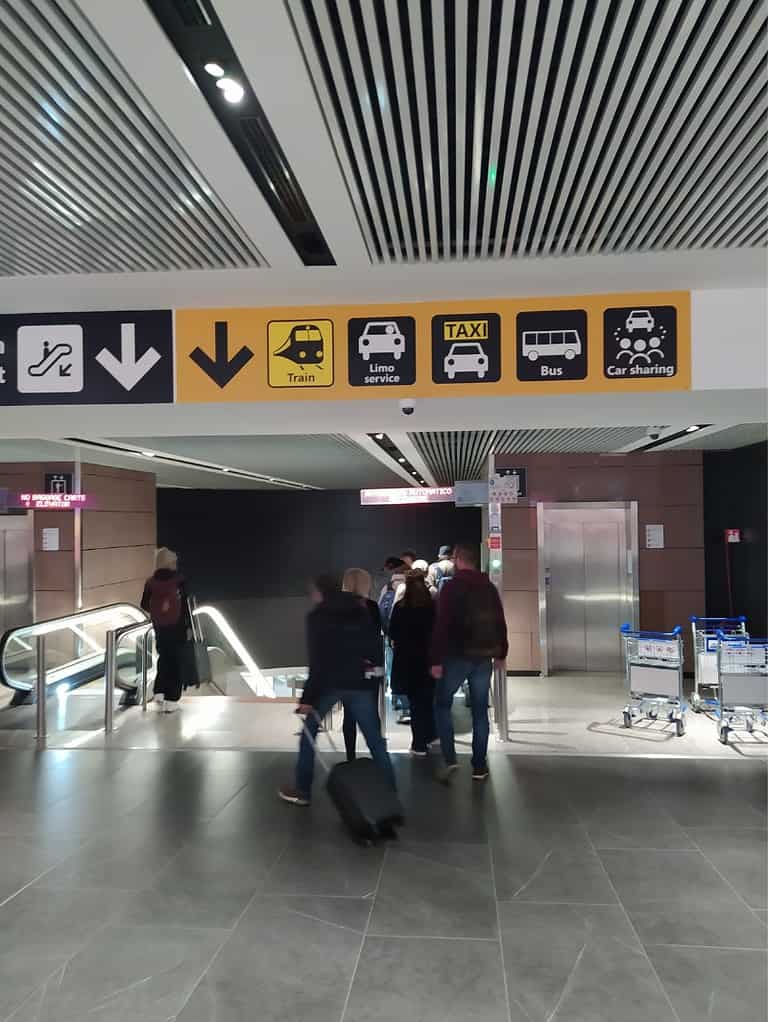 Signage for trains, buses and tax letita Fiumicino Rome