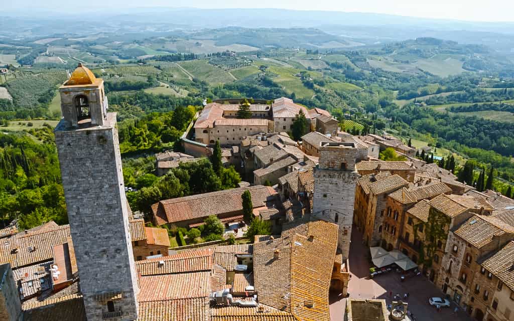 Pohled na San Gimignano z Torre Grossa