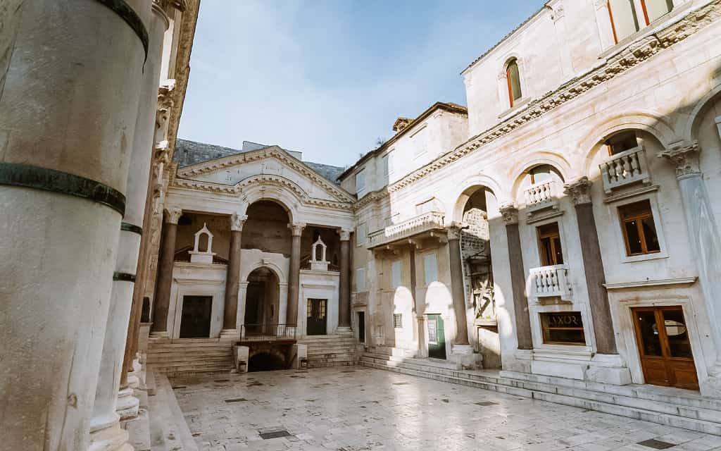 Diocletian's Palace - the central square of Peristyle with the Cathedral of Saint Domitius