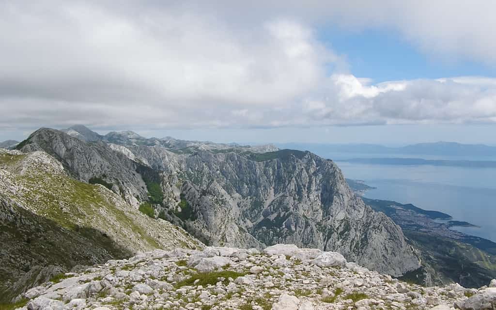 výhled z vrcholu Šćirovac Biokovo Chorvatsko