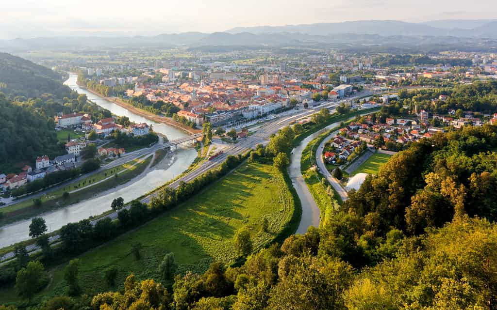 Výhled z hradu Celje, Slovinsko