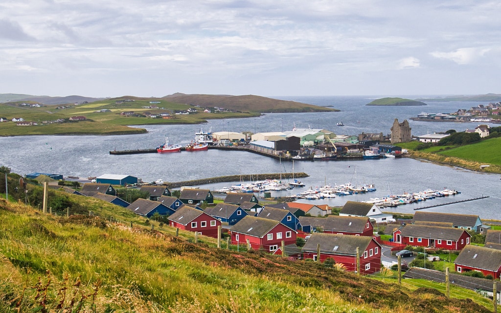 Městečko Scalloway, Shetlandské ostrovy