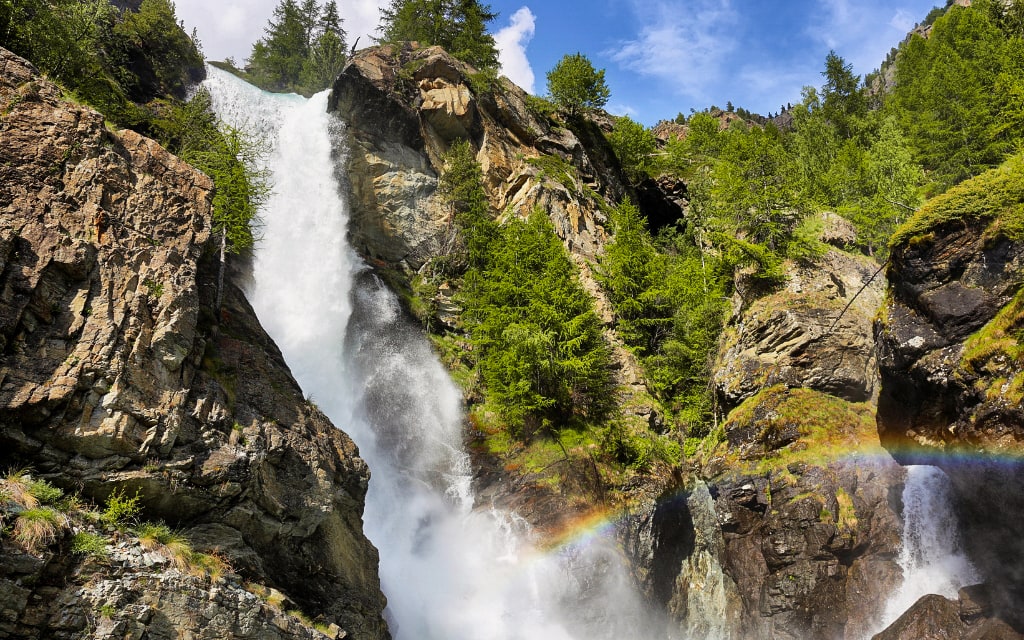 Vodopády Lillaz, národní park Gran Paradiso