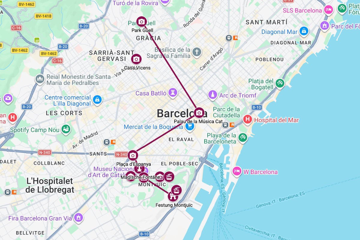 Barcelona Tag 3 3 Tage in Barcelona – Karte für den 3. Tag