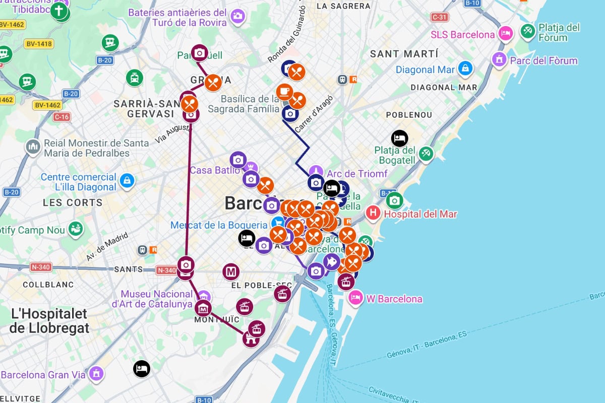 Barcelona in 4 Tagen 4 Tage in Barcelona – Karte