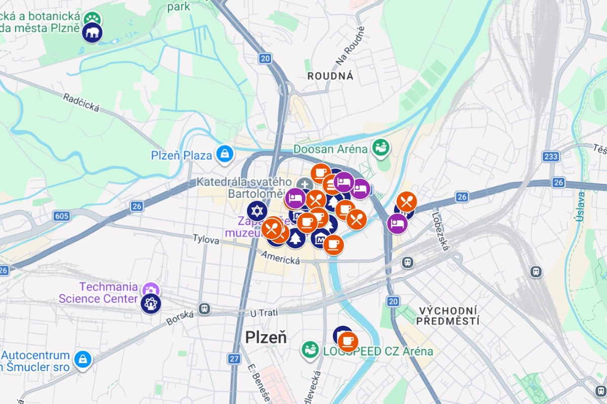 Mapa Plzně